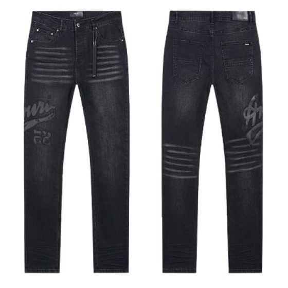 Black Washed Denim Jeans with Debossed AMIRI Logo